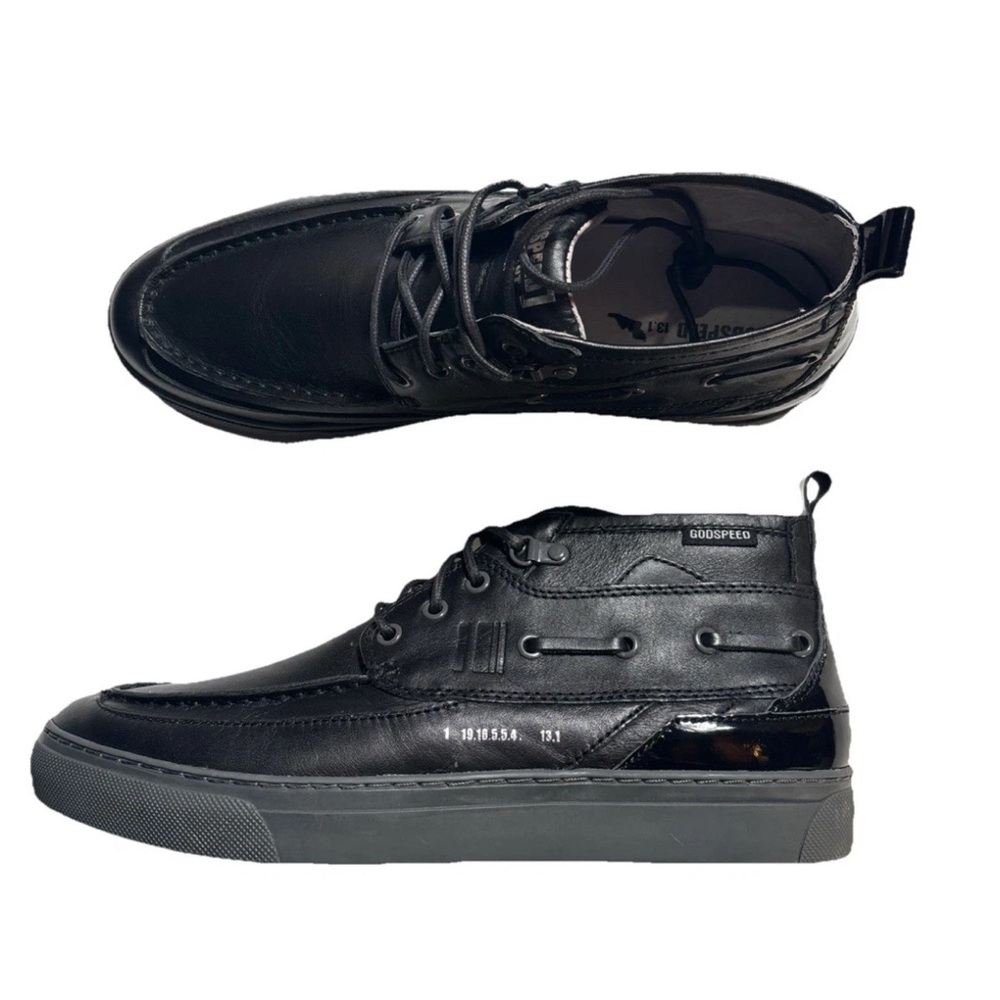 Buscemi Godspeed R1 Peerless Black Leather High-Top Sneakers - 11